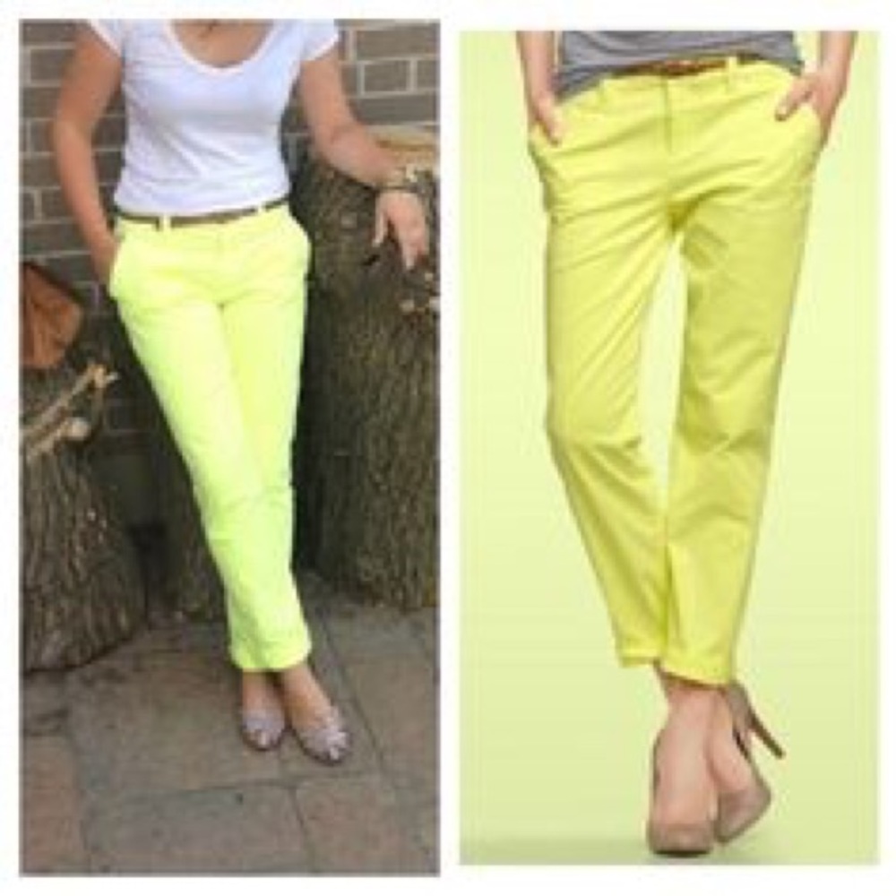 Gap Neon Yellow Slim Fit Trousers Size 2